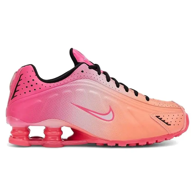 Nike Shox R4 AB Hyper Pink Black Women's Sneakers – Retro-Inspired Lifestyle Shoes Featuring Bold Hyper Pink and Black Colorway, Signature Shox Cushioning Columns, Sleek Futuristic Design, Supportive Fit, Durable Rubber Outsole, Lightweight Comfort