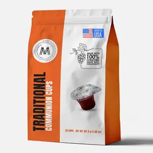 Travel Pack - The Miracle Meal Pre-Filled Traditional Communion Cup - Bag of 25 with Wafer and 100% Concord Grape Juice