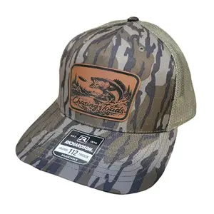BassChasing toads hat fishing Trucker Hat  Leather Patch Richardson 112