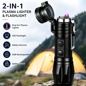 Electromagnetic pulse arc lighter igniter, igniter + compass 2-in-1, supports USB charging, windproof, suitable for outdoor use, lighting candles and aromatherapy, a great gift for your boyfriend. Rechargeable High-Lumen Flashlight