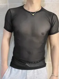 INCERUN  Men's Fashion Simple Sporty T-Shirt, Pure Color Short Sleeve Tight Breathable Top, Suitable for Daily Wear, Gym Workout Tee