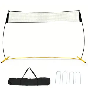 Portable 12FT Freestanding Volleyball Net Set Adjustable Height Height 7.4' to 8 Training Net with Carry Bag For Backyard, Beach, Park & Indoor Practice