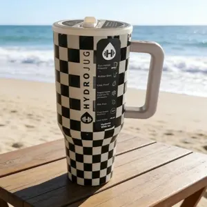 HydroJug 40oz Stainless Steel Vacuum Flask, Iconic Checkered Plaids Look, Reusable Portable Durable Water Bottle & Stainless Steel Tumbler for Car Use, Fits Car Cup Holders, Keeps Drinks Hot or Cold outdoorfun