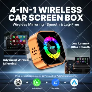 2026 New 4-in-1 CarPlay Wireless Adapter - iPhone/Android Compatible | Fast Connection, Hands-Free Calling, AirPlay, Mirror Link, Netflix, Youtube type-c adapter