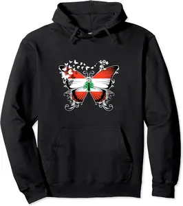 Lebanon Flag Pullover Hoodie Lebanese Flag Butterfly - Wesleylewi Shop 28B07FX3G395