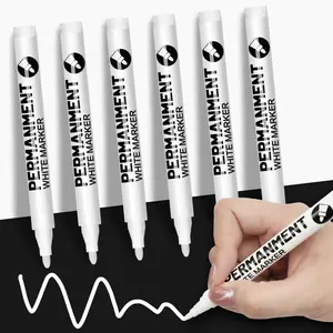 White Acrylic Paint Pens,White Markers Paint Permanent Marker Pens, Fine Tip 1-2mm Waterproof Paint Pen for Fabric Rock Painting Tyre Art Paper Glass for Drawing,Coloring,Graffiti,DIY Crafts