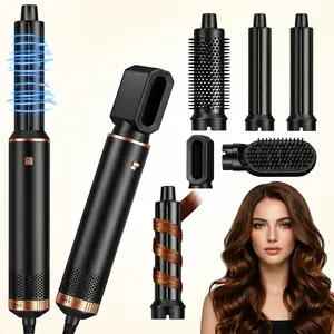 5-in-1 Ionic Hot Air Styler & Curler, Adjustable Blowout Dryer Brush for Daily Smooth Blowout, Volume & Frizz-Free Styling,summervibes