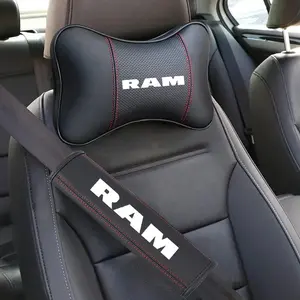 Leather Car Headrest Neck Pillow, Seat Belt Shoulder Protection Pad, for Dodge Durango RAM 1500 Charger Caliber Journey Demon, Car Accessories