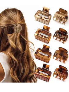 8 PCS Small Hair Clip Set for Women Girls, Square Shape Medium Hair Claw Clips for Thin, Fine & Short Hair, Cute Non Slip Leopard Print Jaw Clips for Holiday Gifts, Ideal for Half Up Hair