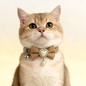 Adjustable Bow Heart Pet Collar for Cats & Dogs, Cute Photo Prop Accessory, Stylish Pet Necklace, Essential Pet Supplies