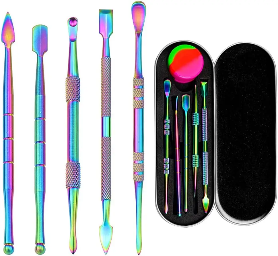 6-Piece Double-Ended Stainless Steel Wax Carving Tool Kit, 12 Sculpting Ends, Metal Case, 5ml Silicone Jar, Crafting Tool for Precise Wax & Clay Detailing (Pottery & Ceramics DIY)