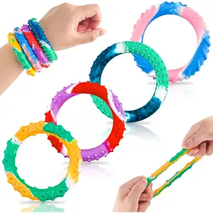 X-RBB05  Fidget Bracelet Chew Stretchy Fidget Toys, 4 Textures Wearable Sensory Toys for Kids with Autism ADHD Special Needs Anxiety Stress Relief Calm Down Toys, Classroom Birthday Party Favors