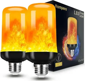 Flame Effect LED Bulbs 2-Pack – 4 Flicker Modes, Upside-Down Effect, E26/E27 Base – Halloween & Party Decor Lights