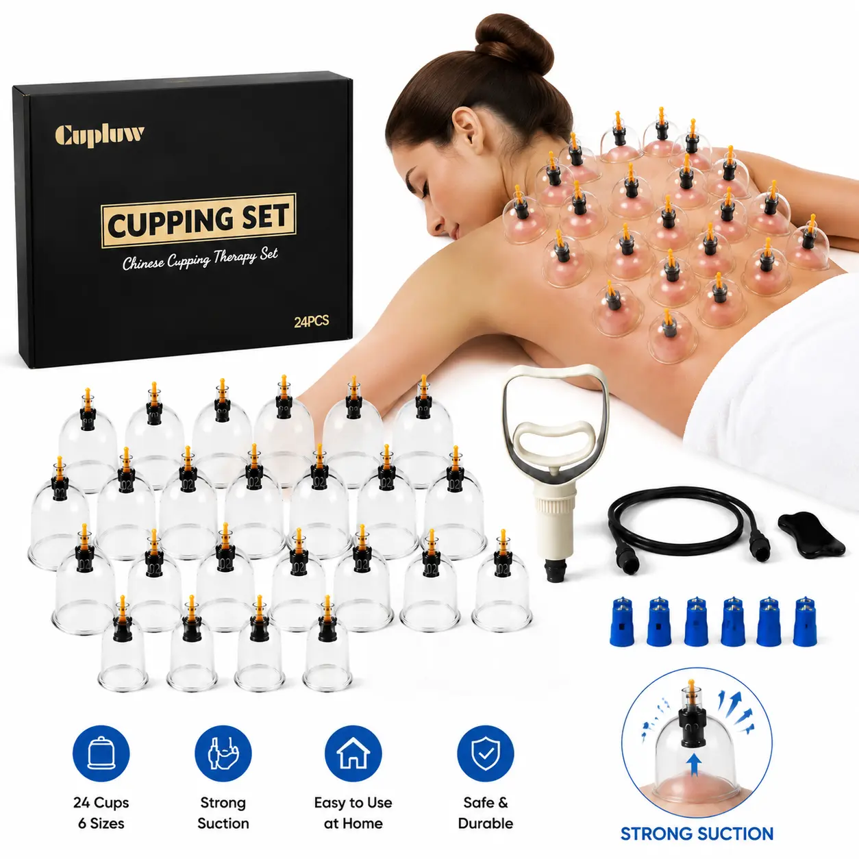 24PCS Cupping Kit with Vacuum Pump, Body Massage Cups for Muscle Relief, Recovery, Relaxation & Home Spa,Christmas Gift,Birthday Gift