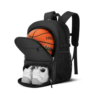Basketball & football backpack with separate ball holder and shoe compartment - large capacity sports bag for basketball training