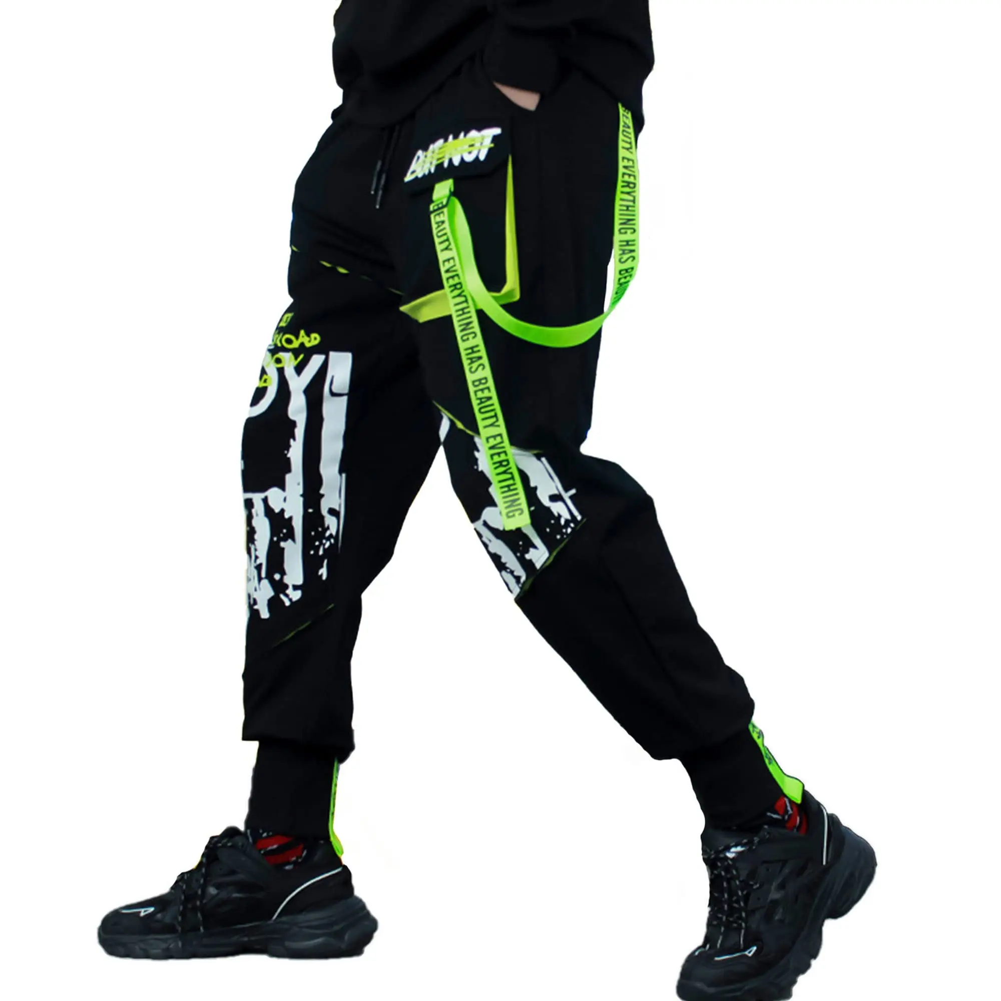 Men's Functional Men's Tactical Cargo Pants Streamer Casual Streetwear Techwear Sweatpants Black Hip Hop Joggers Pants for Men