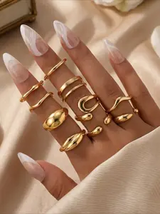 10pcs Set Alloy Polished Ring Stacking Set, Vintage Fashionable and Elegant Part