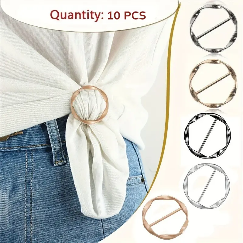 10PCS Clothing Cinch Clips, Adjustable No Sew Shirt & Dress Clips for Waist, Hem & Scarf Styling, Reusable Metal Garment Accessories
