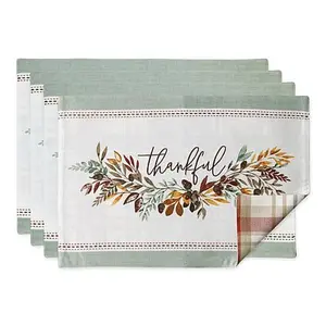 Design Imports Thankful Reversible Embellished Placemat Set of 4