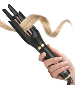 Realair Automatic Hair Curler - Self Rotating Curling Iron with 10M+ Negative Ions, Anti-Tangle Sensor, 5 Temps (250°F-400°F), Ceramic Barrel for Long Lasting Frizz-Free Waves & Curls，black