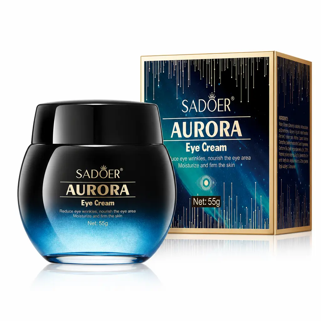 SADOER aurora eye cream,eye elixir blue glow eye cream, hydrating eye cream, moisturizing eye contour cream, non greasy eye cream, daily eye skincare, under eye moisturizer, smooth dry fine lines eye care