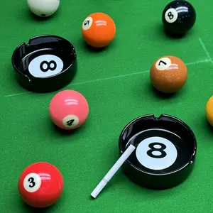 Unique Black Eight Ceramic Ashtray - Perfect for Billiard Rooms, Home Bars & Parties - Ideal Gift for Men & Creative Birthday Presents Lighter