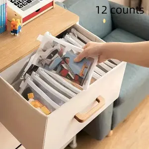 A6 Mesh Zipper Pouch File Bag, File Storage Bag, 12pcs Waterproof Zipper Folder, School Office Supplies Pen Bag, Office Stationery & Supplies