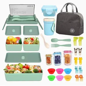 Bento Box Adult Lunch, 32PCS Japanese with Accessories,Super Large Capacity Leak-proof