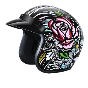 DOT Approved Daytona Cruiser Open Face Motorcycle Helmet - Men, Women & Youth - With Visor & Graphics - W/ Tribal