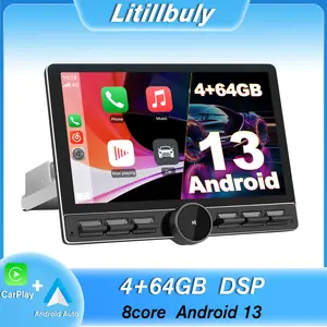 Car Radio Stereo with 10.6-Inch Rotatable Touchscreen, Single-DIN Bluetooth/4G/GPS/FM/AM, Wireless CarPlay & Android Auto