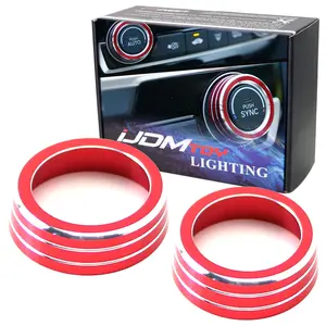 iJDMTOY 2pcs Red Anodized Aluminum AC Climate Control Turner Ring Covers For 2016-21 10th Gen Honda Civic