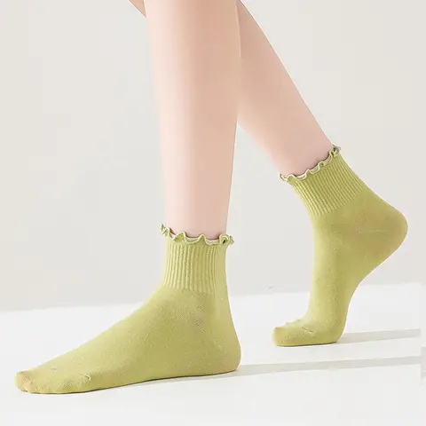 Fashionable Colored Mid-Calf Socks for Women Comfortable Solid-Color Socks Soft Thin Socks