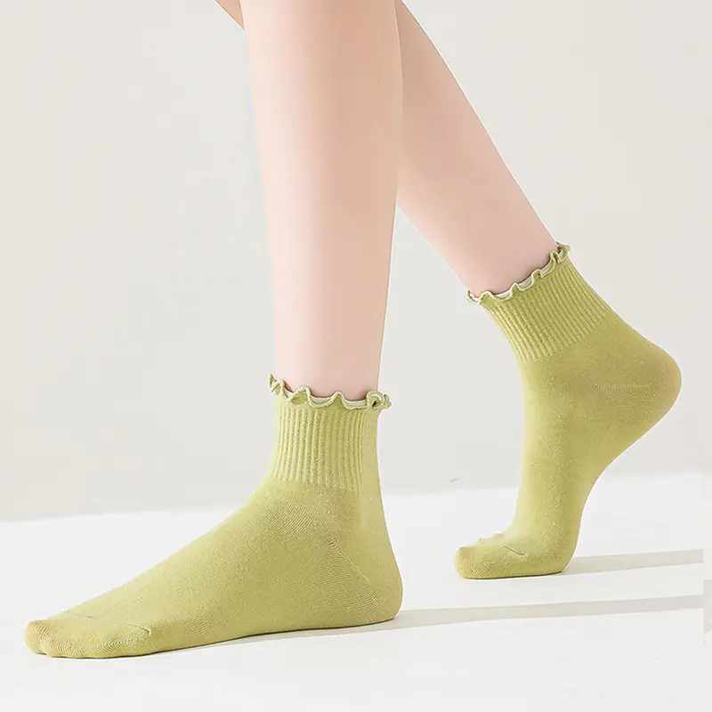 Fashionable Colored Mid-Calf Socks for Women Comfortable Solid-Color Socks Soft Thin Socks