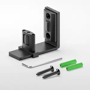 Upgraded Sliding Barn Door Bottom Floor Guide with Adjustable Roller, Wall Mount Floor Guide, Smoothly and Quietly, Easy to Install, Fits up to 2" Thickness Door, Black, 1Pack