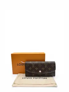 Pre-owned Louis Vuitton COATED CANVAS Small Leather Goods MONOGRAM EMILIE WALLET (ROSE BALLERINE INTERIOR)