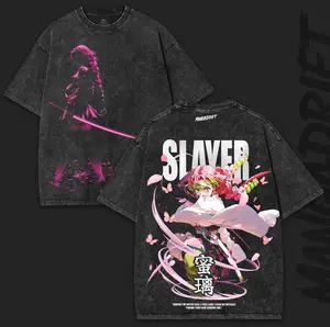 Mitsuri Kanroji x Demon Slayer Washed Oversized Vintage Tee – Love Hashira Pink Aura Graphic | Collector Anime Shirt
