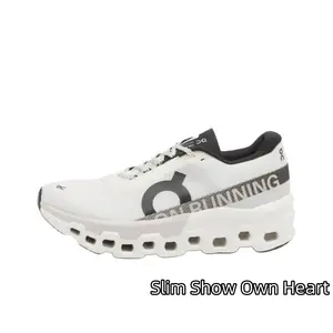 Classic Two-Tone Sport Running Sneaker, Long-Lasting Flexible Knit Build, Clean White Black Layout for Running & Casual Outfits, Thick Strip Hollow Cushion Sole Alleviates Foot Pressure While Boosting Ground Grip Performance
