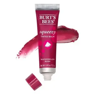 BURT'S BEES Squeezy Tinted Lip Balm - Watermelon Rush, 0.45 oz Moisturizer with Beeswax Blend, Cocoa Butter, Youth-Focused Nourishment, Non-Greasy, Glossy Finish to Hydrate