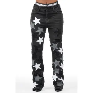 Starlena Black Stacked Flare Jean