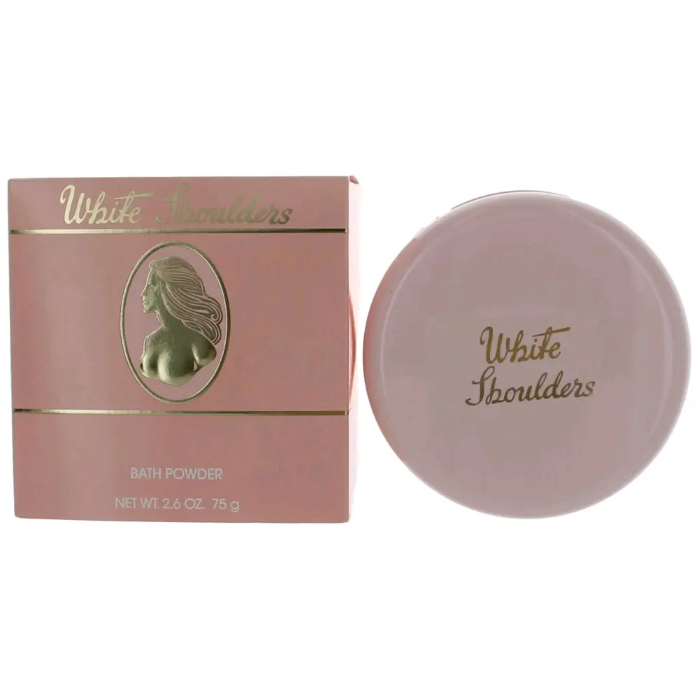 White Shoulders by Parfums International, 2.6 oz Bath Powder for Women Dustingbodypowder, Flower, Fragrances, Dusting Powder, Amber, Feminine Scent, Classic Floral, Cosmetic, Gardenia