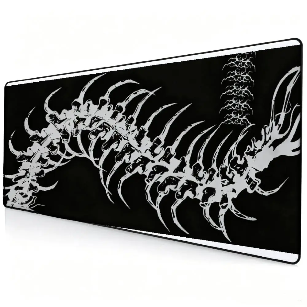 Large Extended Gaming Mouse Pad - Dragon Skeleton Themed, Black and White, Non-Slip Rubber Base Desk Mat for Gamers, PC Accessories, Laptop/PC Use