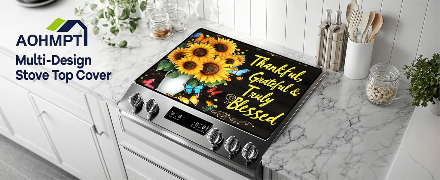 JOYFINITY Stove Top Covers for Electric Stove: Heat Resistant Protector Glass Stove Top Expands Counter Space, Stylish Kitchen Decor