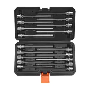VEVOR Extra Long Allen Hex Bit Socket Set, 18-Piece 3/8 inch Drive, S2 Alloy Steel and Cr-V Steel, Standard SAE and Metric 1/8-Inch-3/8-Inch, 3-12mm, with Enhanced Storage Case, for Mechanics