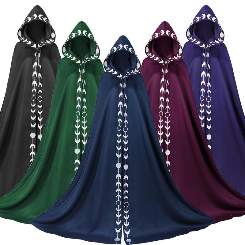 New Lace Trim Hooded Cape Cloak Shawl Medieval Renaissance Halloween Cosplay Costume