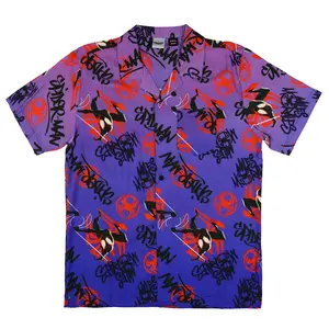 Marvel Spider-Man Shirt Men's Miles Morales Spider-Verse Button Up Woven Top