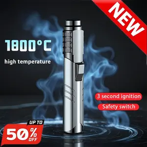 Windproof Jet Flame Lighter 2 In 1 Windproof Lighter - Torch Lighter With Adjustable Jet Flame And 360 Degree Rotation Ignition - Portable Camping Bbq Baking Lighter (Butane Gas Not Included)