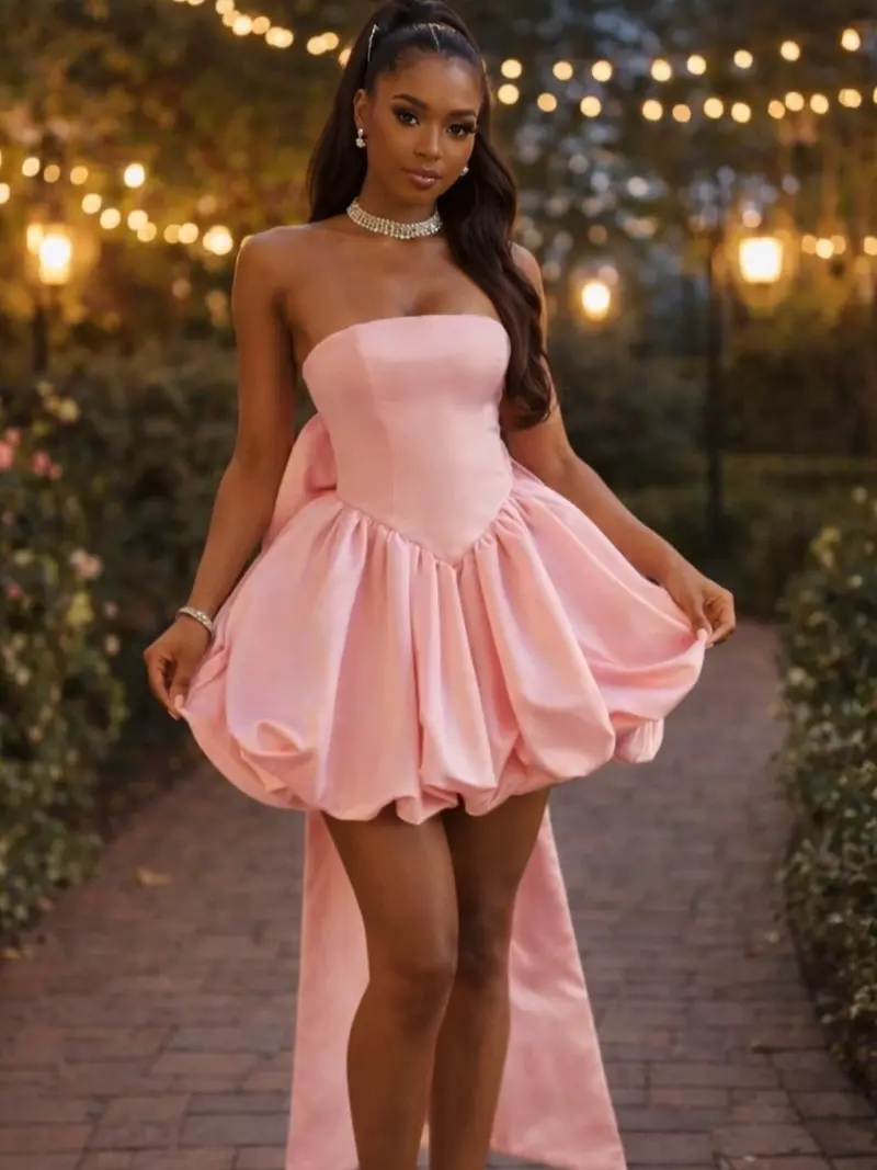 Bubble hem pink dress satin - TikTok Shop Bubble hem pink dress satin - TikTok Shop