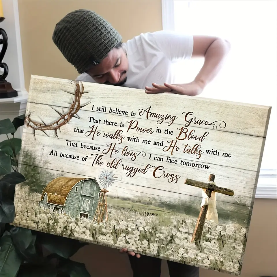 1pc Fashion Unisex All Ages Highland Cattle Framed Canvas Wall Art - 1-piece Printing, Rectangular Field Cow Artwork, Ready-to-Hang Home Decor for Living Room, Festival Gift