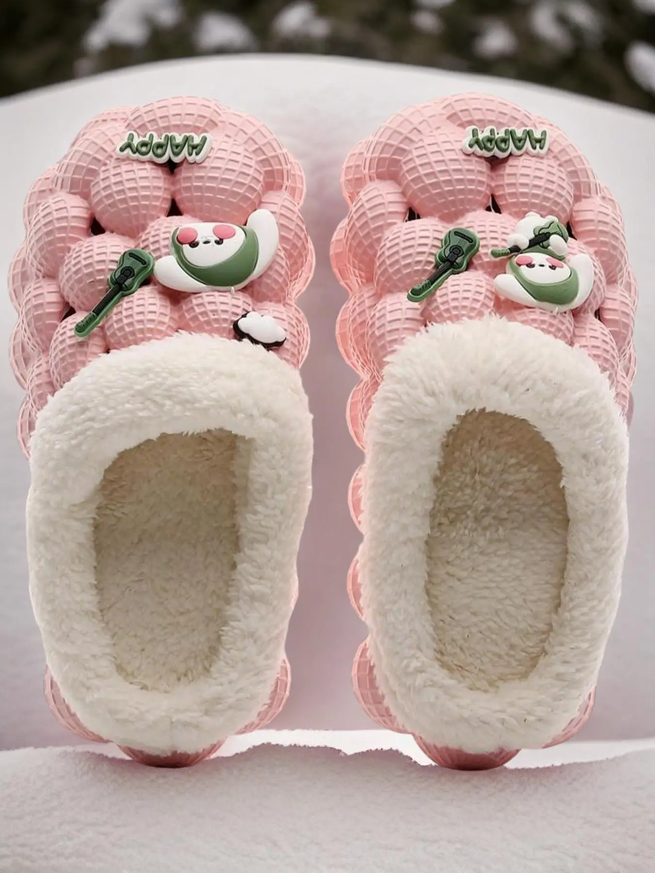 Cute Cartoon Pattern Plush Slippers, Casual Comfortable Home Slippers for Fall & Winter, Fluffy Winter House Shoes for Indoor and Outdoor Footwear for