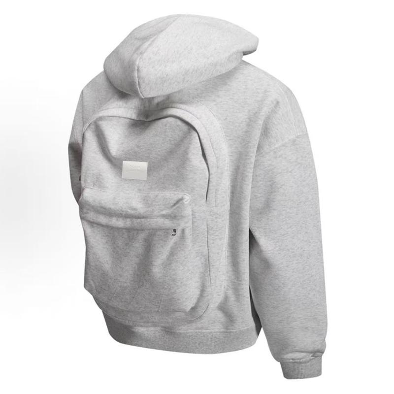 Men's Solid Color Multi-Functional Zip-Up Hoodie with Integrated ...